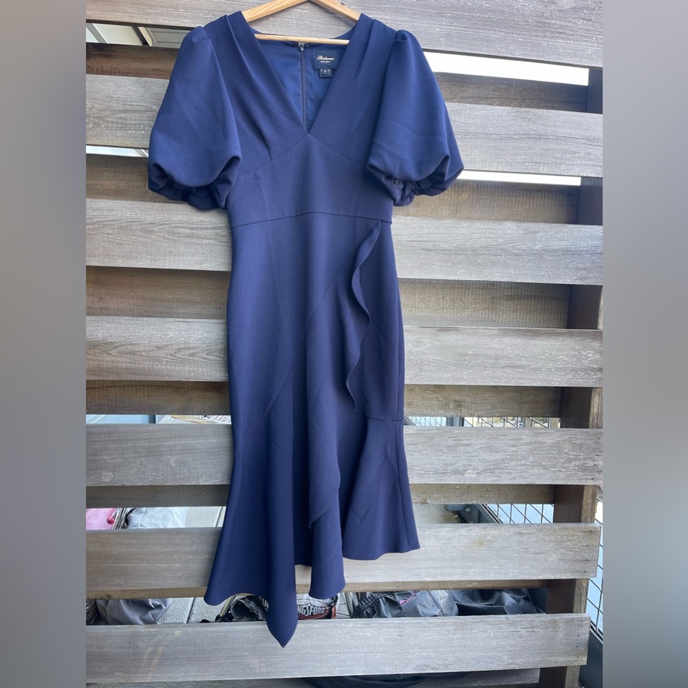 Shoshanna Midnight Bubble-Sleeve Dress